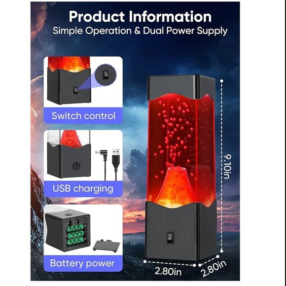 Volcano Lamp, Realistic Volcanic Eruption Night Light - Picture 3 of 4